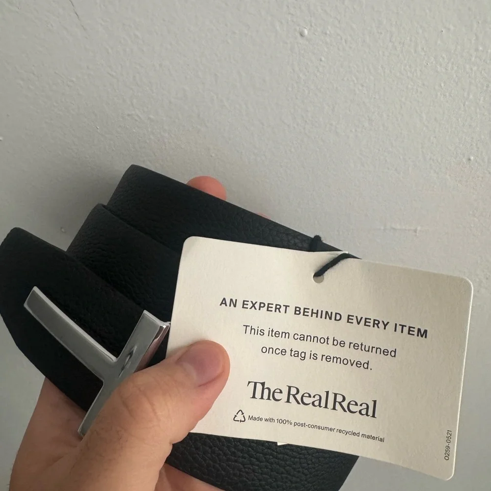 Tom ford Black Belt with Silver T Buckle - size 105 - Picture 3 of 6